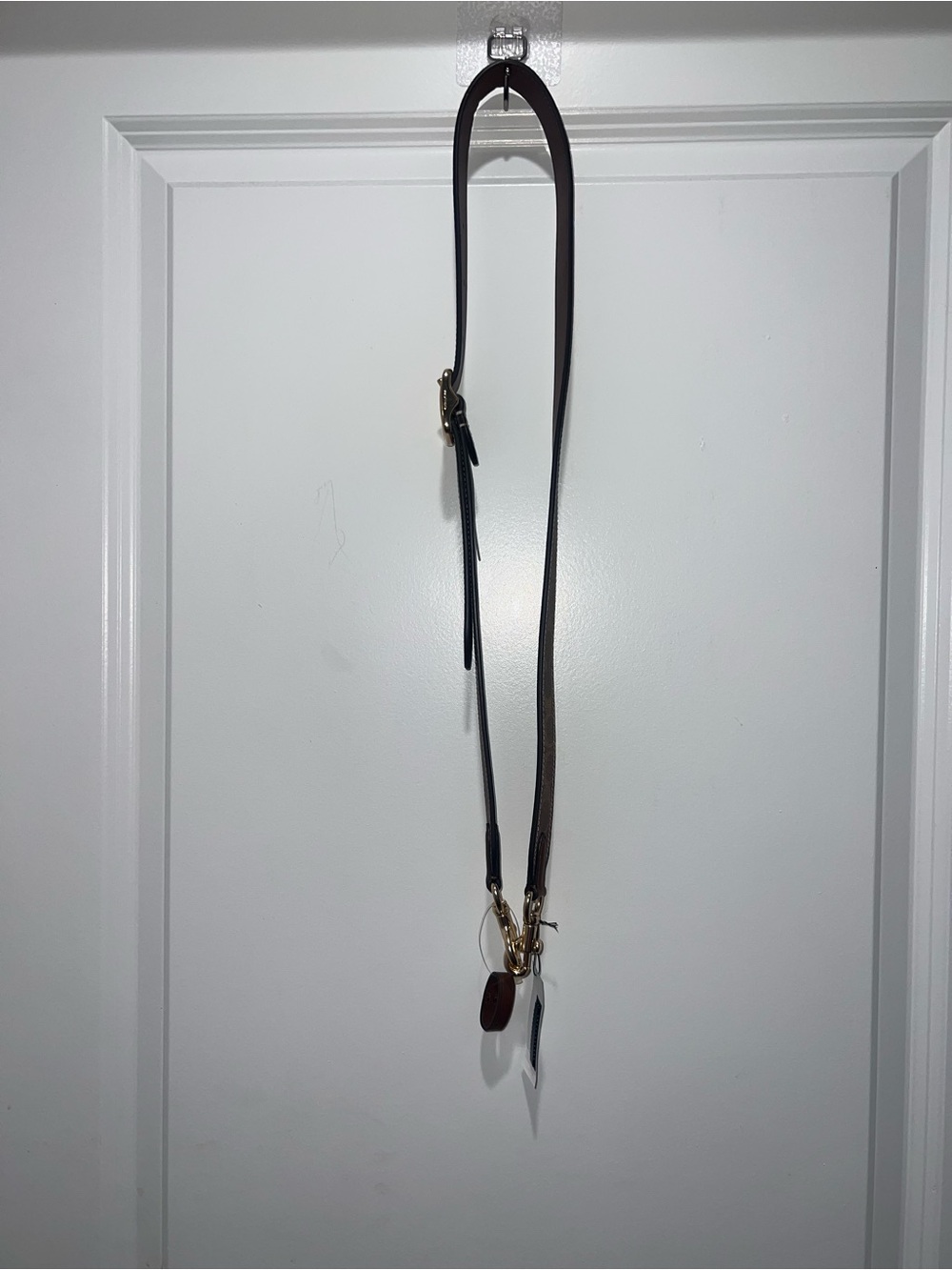 Adjustable Coach Leather Crossbody Strap with Gold Hardware